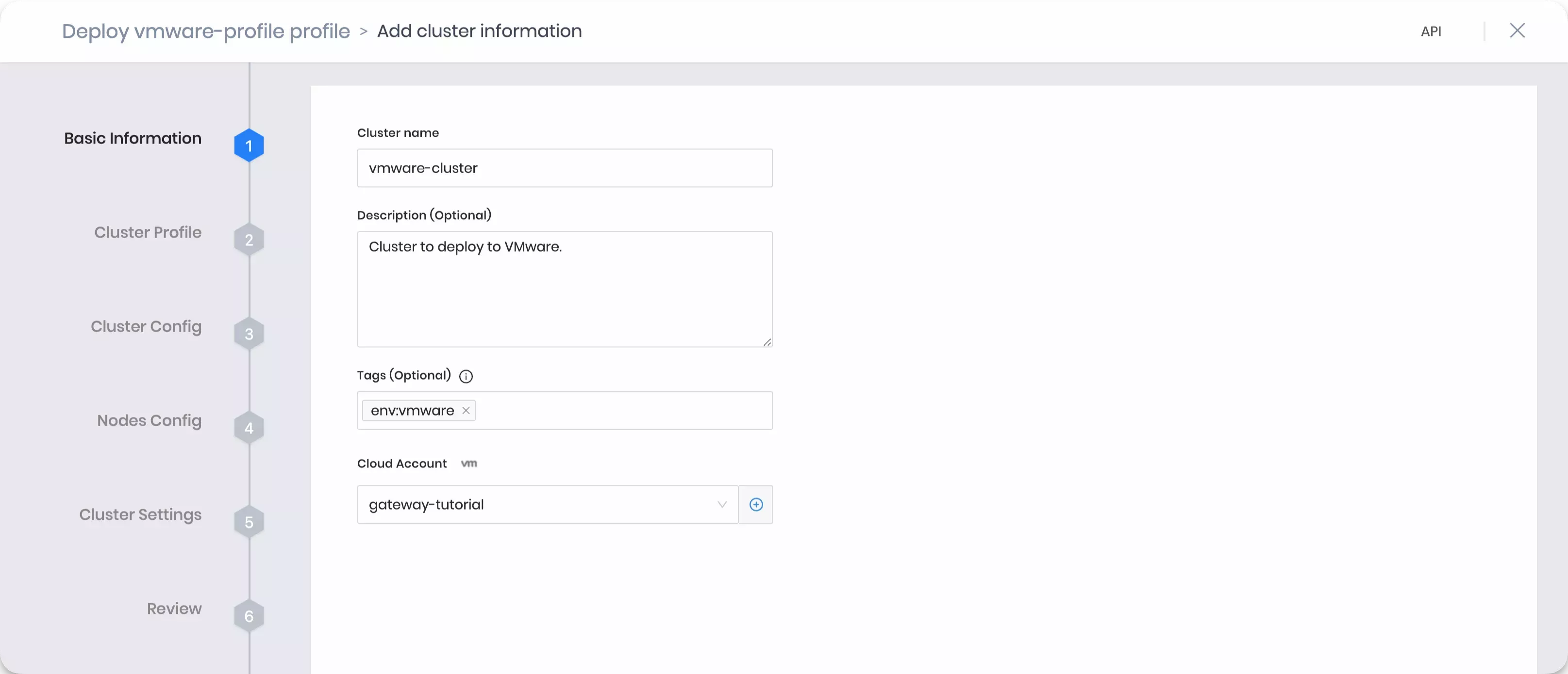 Palette clusters basic information